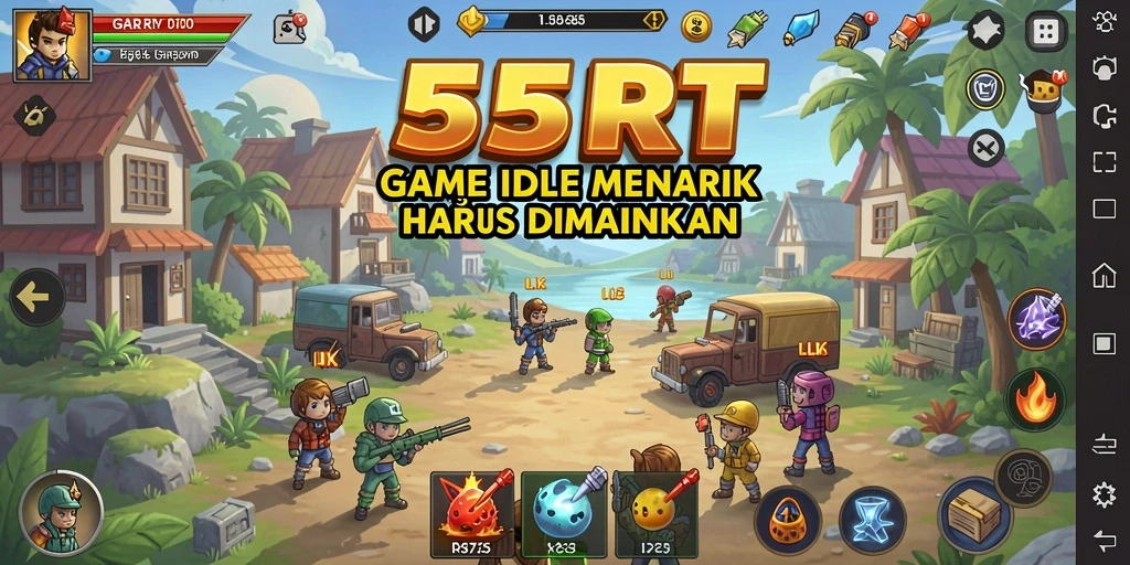 Tampilan gameplay <strong>55RT</strong> yang menarik dengan mekanisme Idle.