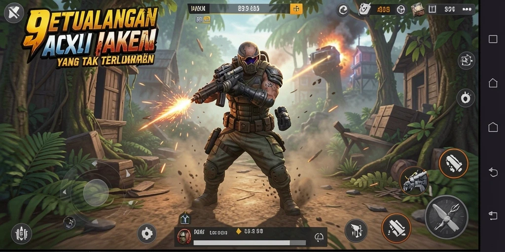 Screenshot gameplay 9SL menampilkan aksi pertempuran yang seru.