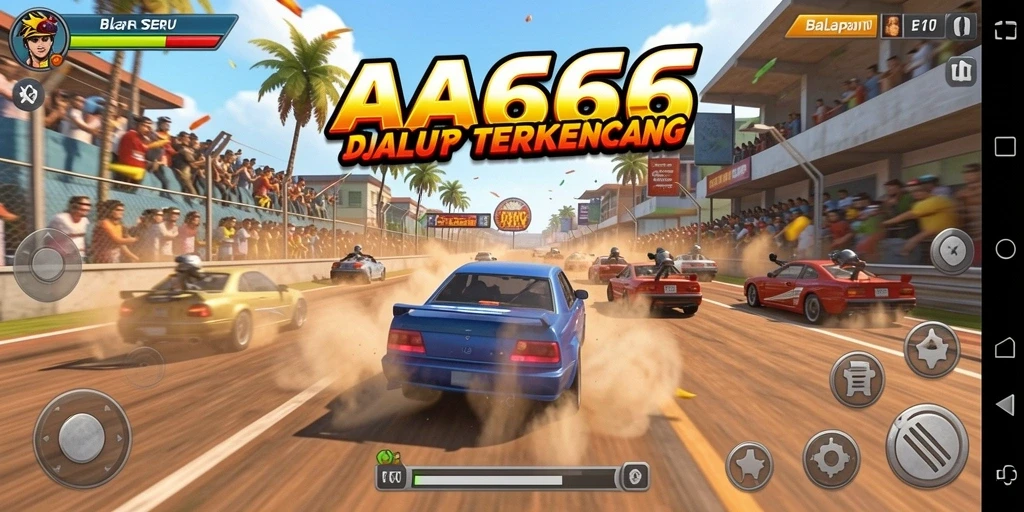 Screenshot gameplay AA666 yang penuh aksi dan kecepatan tinggi.