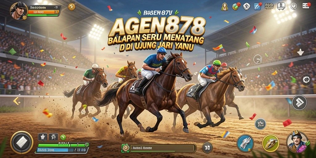 Tampilan aksi balapan seru di AGEN878 dengan mobil berkecepatan tinggi.