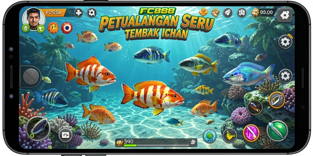 Tangkapan layar menarik gameplay menembak ikan di FC888.