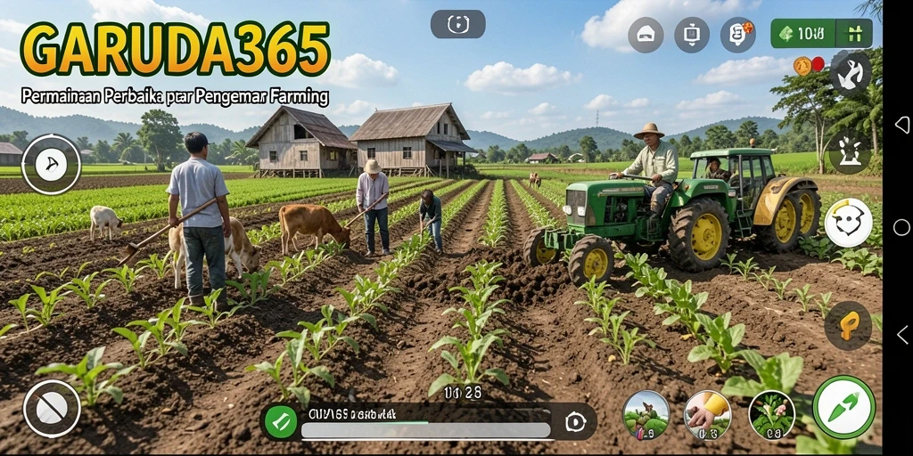 Tampilan gameplay menarik dari GARUDA365 ketika bertani di ladang.
