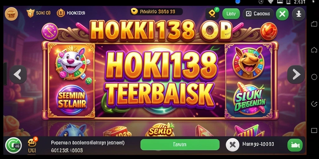 Tangkapan layar HOKI138 menampilkan grafis slot yang memukau dan pengalaman bermain yang seru.