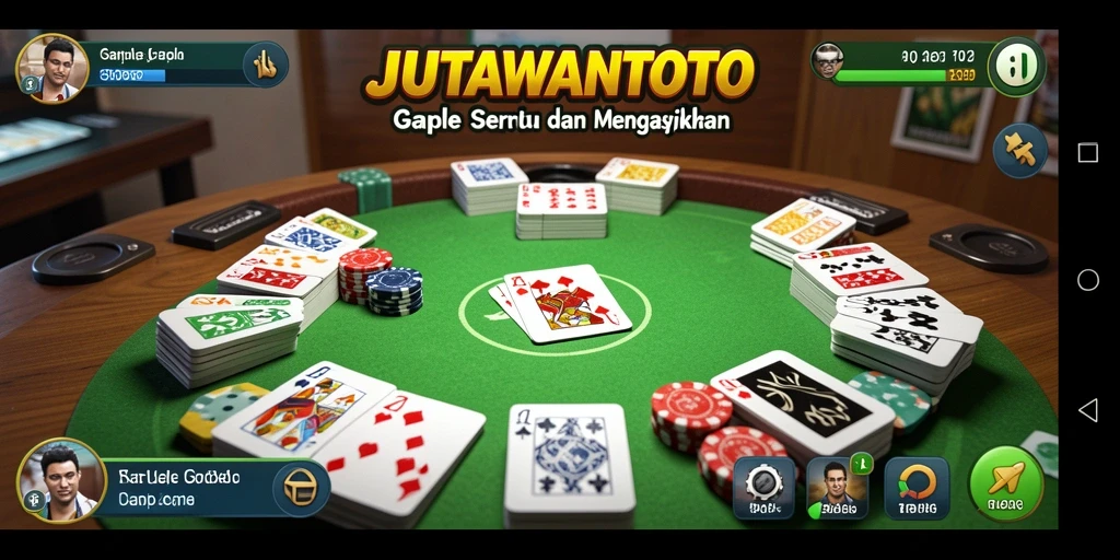 Tampilan gameplay seru dalam JUTAWANTOTO dengan suasana Gaple.