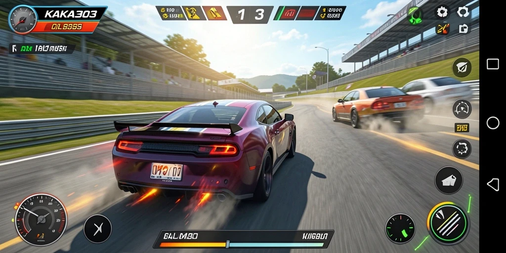 Tampilan gameplay KAKA303 dengan aksi balap yang seru dan mendebarkan.