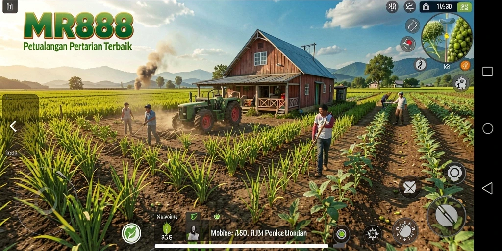 Tampilan gameplay seru dengan aktivitas pertanian yang intens.