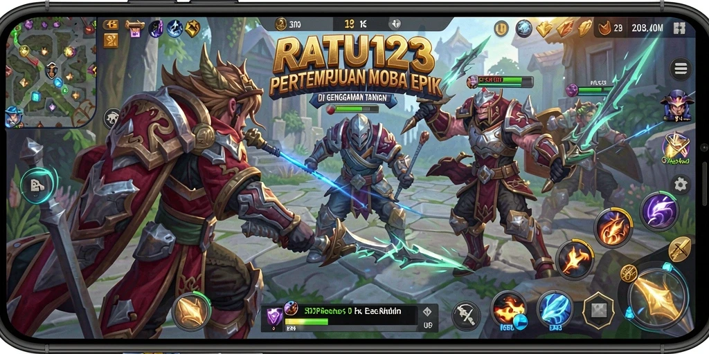Tangkapan layar gameplay mengesankan dari RATU123 dengan pertarungan seru.