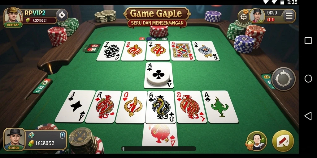 Gameplay seru Gaple di RPVIP2 dengan tampilan grafis yang menarik.