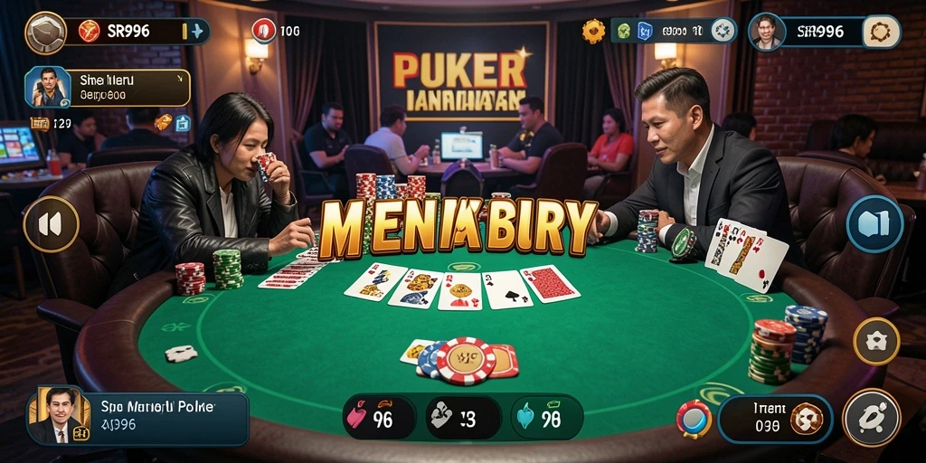 Tampilan gameplay Poker yang mendebarkan dan interaktif.