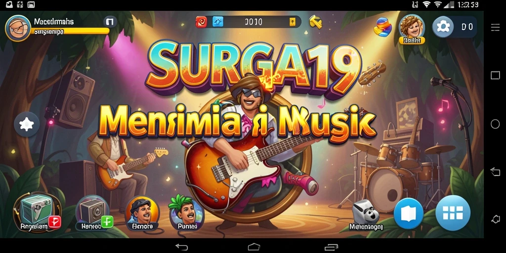 Screenshot gameplay SURGA19 menampilkan antarmuka bermain musik yang menarik.