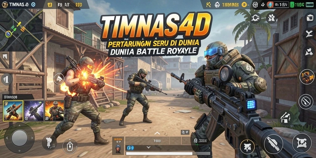 Screenshot gameplay TIMNAS4D dengan aksi Battle Royale yang mendebarkan.